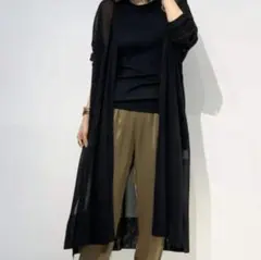 未使用✨ADAWAS　アダワス　ロングカーディガン　シアー　ブラック　ブラックのサムネイル