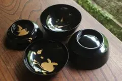 時代逸品！上質黒漆に極上宝尽くし蒔絵の映えるお碗2点（検輪島塗蒔絵椀懐石碗 時代逸品！上質黒漆に極上宝尽くし蒔絵の映えるお碗2点（検輪島塗蒔絵