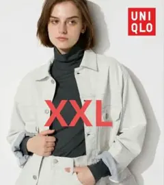 新品　ユニクロ　ライトリブタートルネックT ダークグレー　XXL