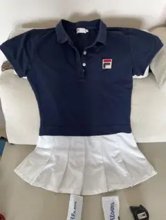 FILA テニスワンピース ネイビー×ホワイト M