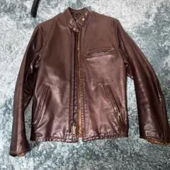Schott ブラウン レザー シングルライダースジャケット 34