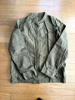 無印良品　オリーブ色コットン長袖シャツ Lサイズ