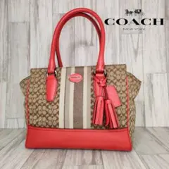 超美品COACH デンプシー シグネチャー 2way ショルダーバッグ ピンク
