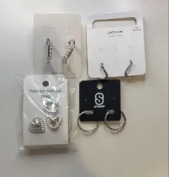 シルバー ピアスセット フープ ハート型　まとめ売り