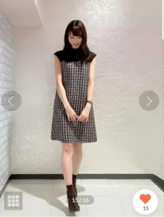 31 Sons de mode レース切替ツイードサックワンピース