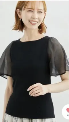 【未使用品】シアースリーブリブニットプルオーバー