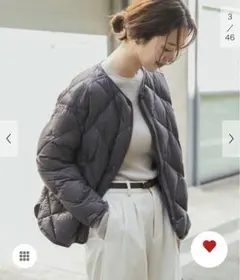 新品タグ付◆ チャコール DOORS ライトダウンキルトショートブルゾン