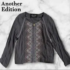 アナザーエディション ジップアップ ジャケット カットソー 刺繍 コットン