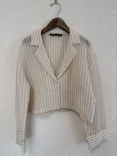 ZARA ストライプ柄 クロップドシャツ