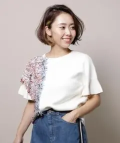 アキロン着用Re.Verofonna トゥルニエツイードアシメフリルプルオーバー