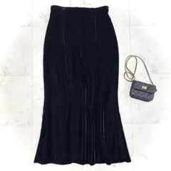 美品 ソワールドルチェ 高級ベルベットロングスカート マーメイド 13号 黒