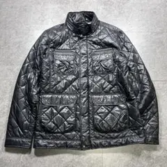 00s【archive】ギミック中綿ジャケット/Y2K/光沢/お兄系/短丈/V系