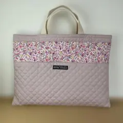 入園入学　レッスンバッグ　絵本袋　通園バック　ハンドメイド　キルティング　お花柄