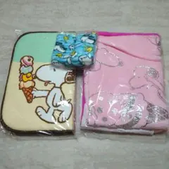 スヌーピー ３点セット リストバンド、吸水マット、ブランケット