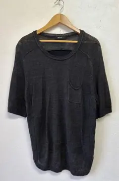 【美品】ク15 COMME CA ISMコムサイズム半袖リネンニットsize L