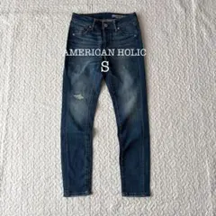 アメリカンホリック スキニーデニム ダメージ加工 ストレッチ入り（S）カジュアル
