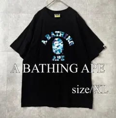 A BATHING APE カモ柄ロゴ Tシャツ ブラック XLのサムネイル