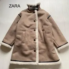 ZARA ムートン風ダブルフェイスコート　ベージュ　M