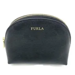 (美品)FURLA ポーチ ブラック レザー ゴールド金具 小物入れ