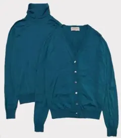 美品★ジョンスメドレー★アンサンブル メリノ ウール グリーン