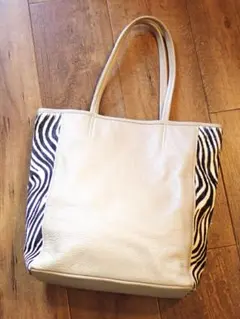 MILOS イタリア製 ベージュ 本革レザー ゼブラ柄 トートバッグ