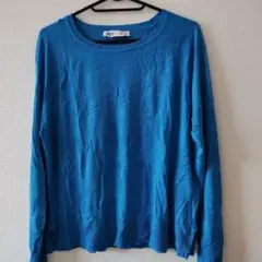 ZARA 長袖トップス 青色 Mサイズ
