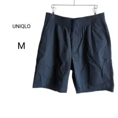 UNIQLO メンズ　シアサッカー イージーショートパンツ M 黒 青 綿混