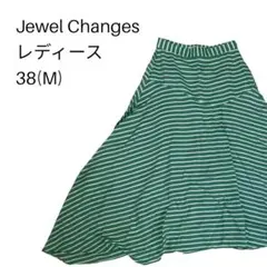 【美品】jewel changes フレアスカート M グリーン/ストライプのサムネイル