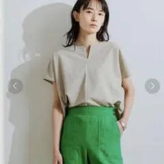 グリーンレーベルリラクシング★リネンライクキーネックショートスリーブプルオーバーのサムネイル
