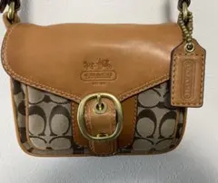 コーチ Coachソーホー ショルダーバッグ フラップキャンバス レザーブラウン