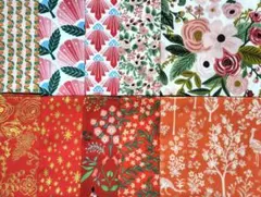生地　カットクロス　花柄等　10枚　赤系　まとめ売り