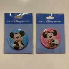 実写　缶バッジ　ミッキー　ミニー