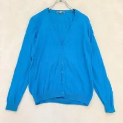 nn127 ユニクロ UVカットスーピマコットンカーディガン L 長袖 ブルー