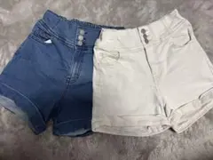 GU ジーユー　セット　キッズ ショートパンツ デニム　ホワイト　150-160