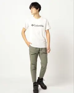 オリーブ ワークパンツ