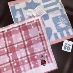 ムーミン ピンクチェック 白水色柄 ミイ タオルハンカチセットのサムネイル