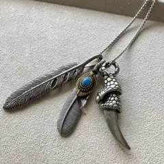 金爪クロー特大フェザーネックレス アメカジ ボヘミアン - メルカリ