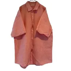 ジーユー レディス 麻混シャツ ピンク Lサイズ 半袖