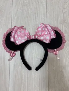ディズニー ミニー カチューシャ ピンク ドット ハート イヤリング