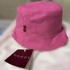美品　COACH コーチ ジャガードバケットハット M/Lピンク 美品】COACH コーチ ジャガードバケットハット M/Lピンク（送料込