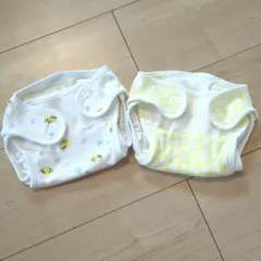 【2点セット】新生児　布おむつカバー ミツバチと水玉模様　黄色　50サイズのサムネイル