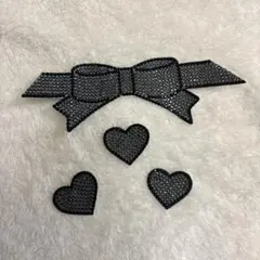 ラインストーンうちわデコ　うちわ文字パーツ　オリジナルリボン　黒