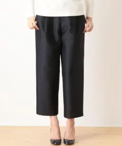 シップスSHIPSシルク/ウール タックパンツ クロップド 38