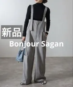 【新品】ボンジュールサガン　 チェック柄ハイウエストサロペット