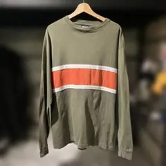 90s USA製 紺タグ old Stussy ロンT ボーダー L オリーブ
