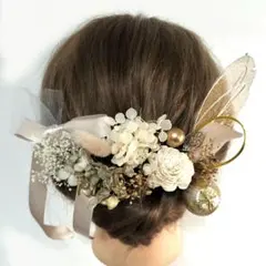 即日配送！ホワイトピンク×ゴールド 成人式 髪飾り 振袖 ヘア