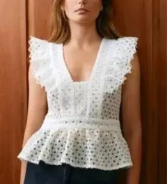 ‼️期間限定値下げ‼️ZARA カットワーク エンブロイダリー トップ