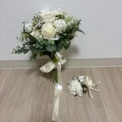 特別価格】コチョウランのウェディングブーケ＆ブートニア 結婚式 前