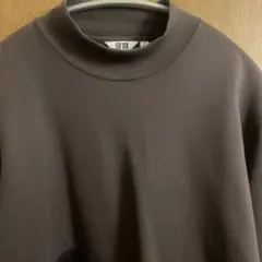 ユニクロU ブラッシュドモックネックTシャツ/長袖 パープル M