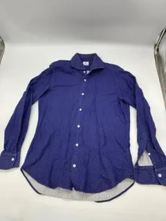 BEAMS HEART 青 水玉模様 長袖シャツ　M